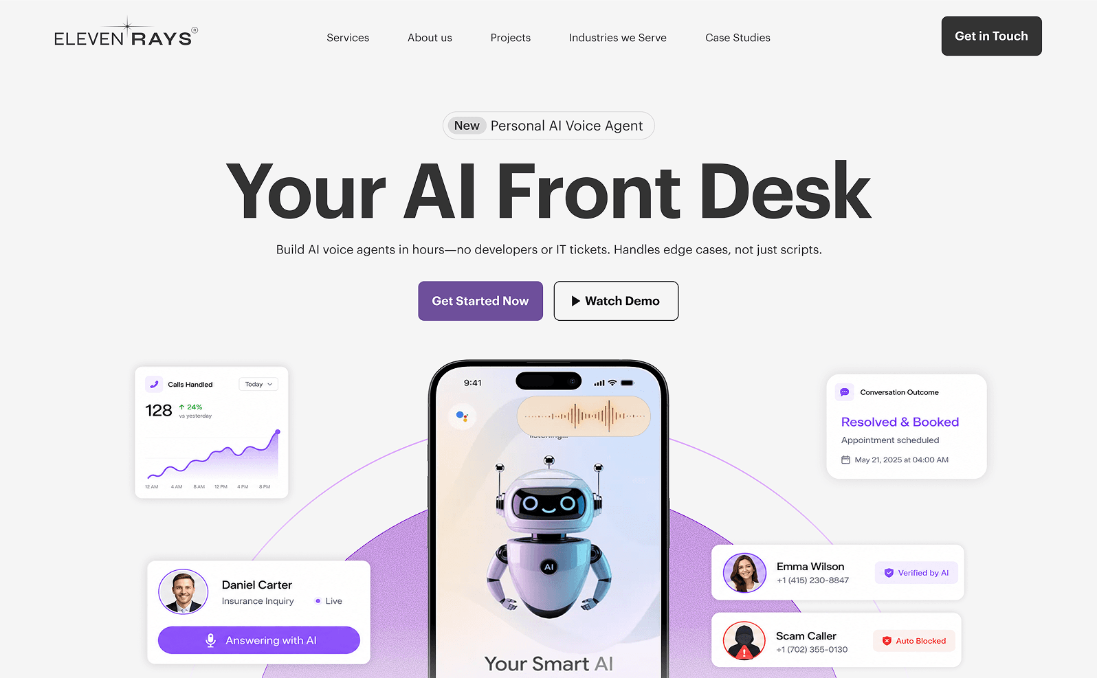 AI Voice Agent web and mobile interface