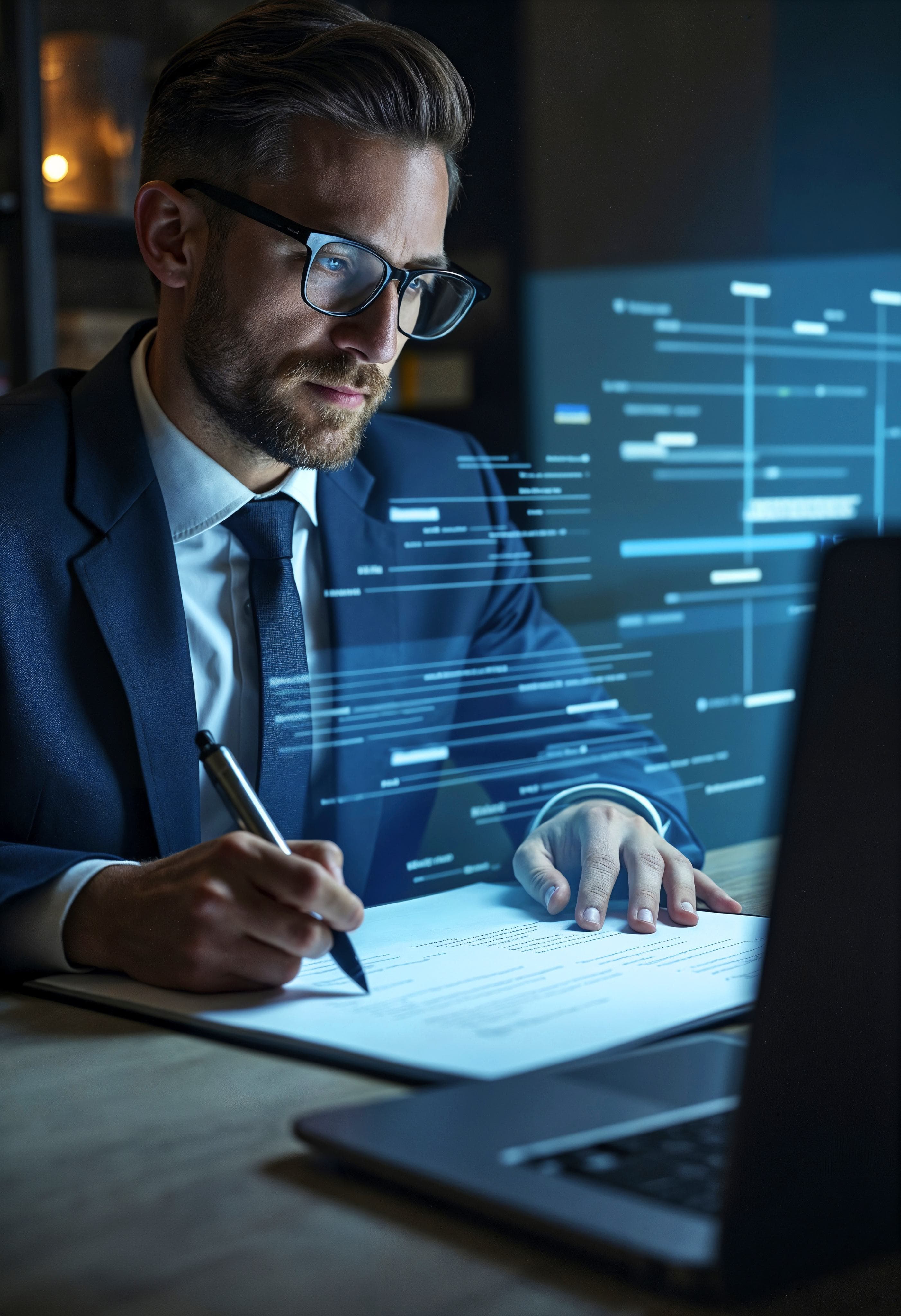 Security professional reviewing protected digital infrastructure